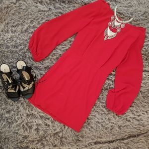 Tobi Red Long Sleeved Dress w/Drap Back